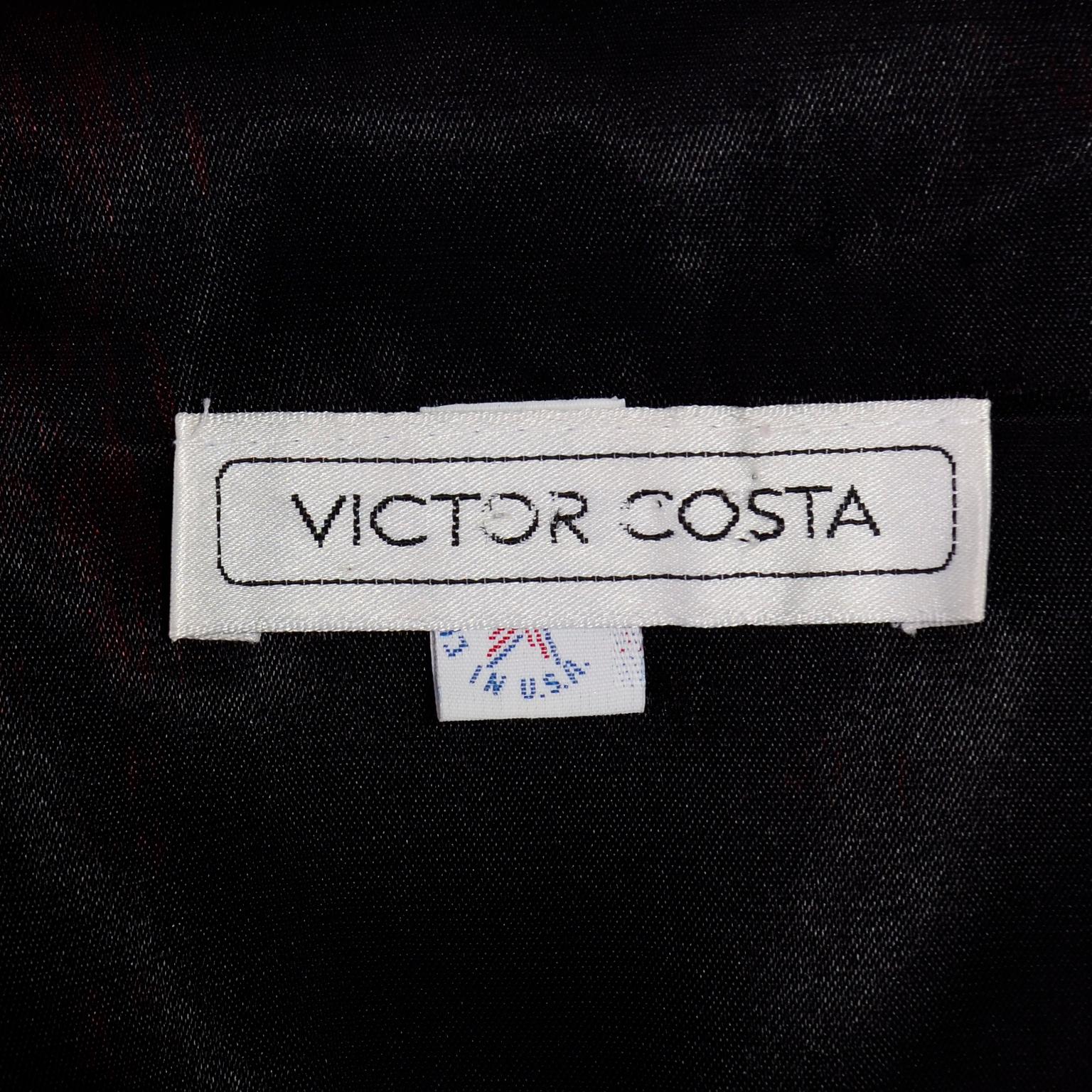 Victor Costa Ivory Satin and Black Velvet Strapless Vintage Evening Dress 4