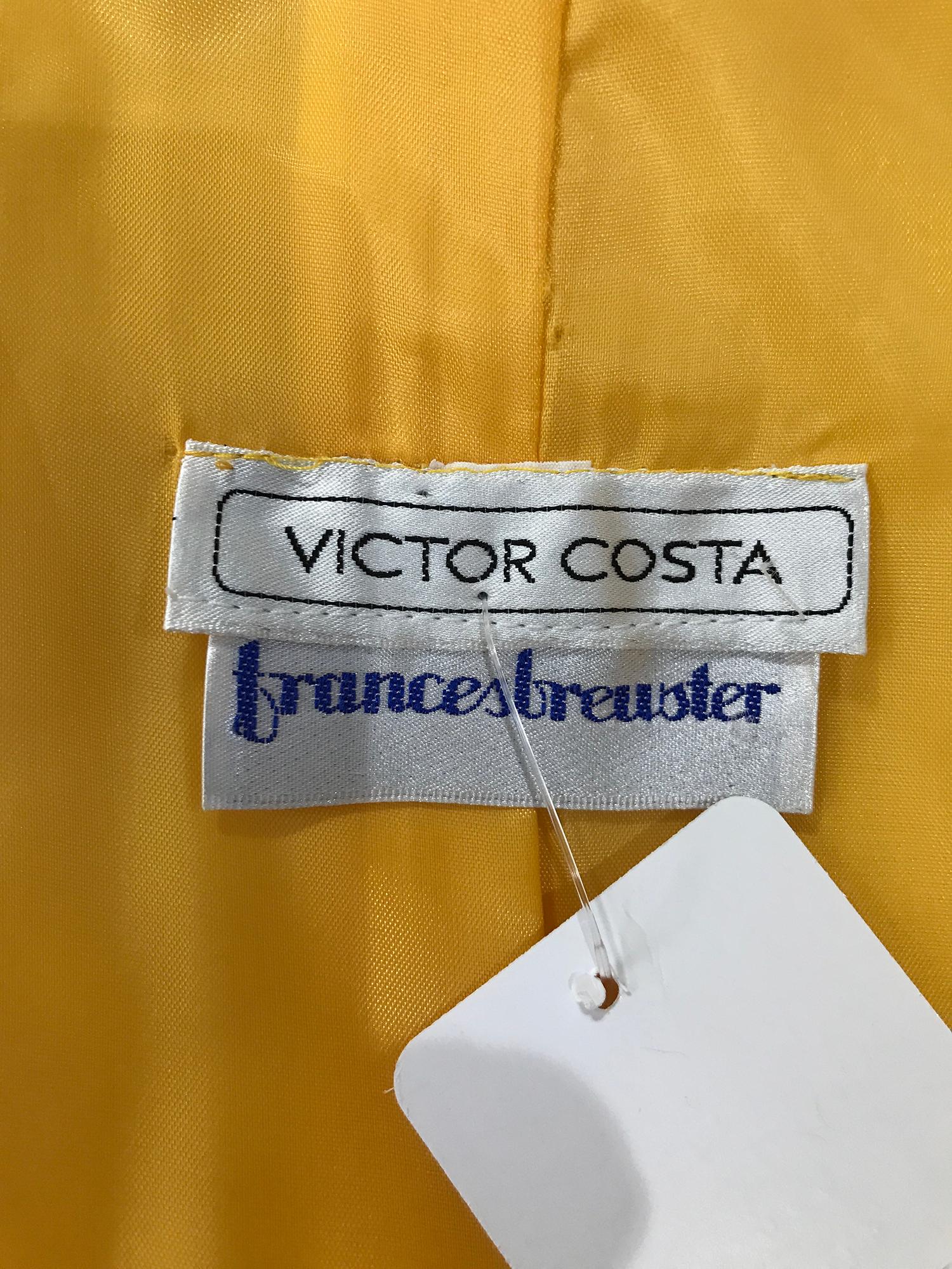 Victor Costa Senfgelber Faille-Mantel mit gesteppten Vorhängen und Manschetten 1980er im Angebot 8