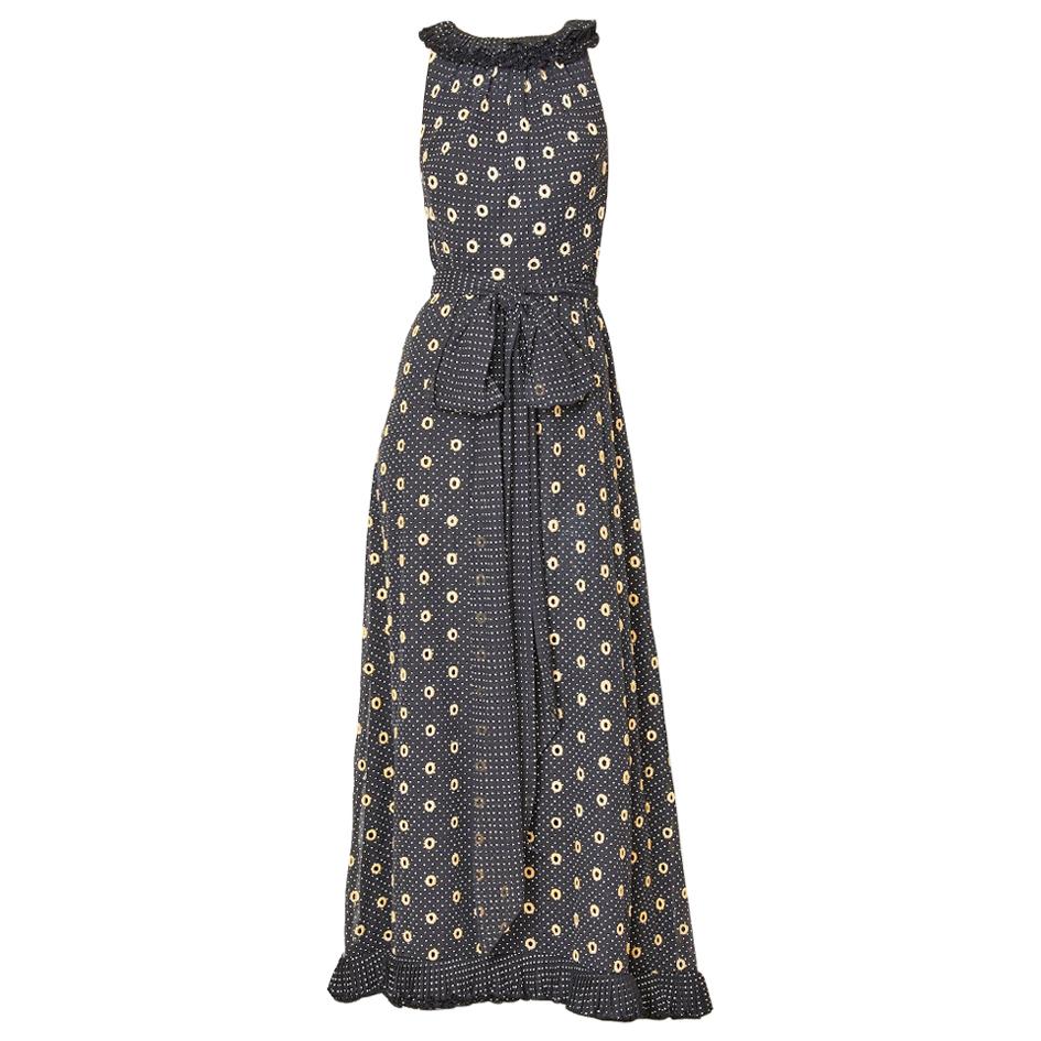 Victor Costa Romantica Dotted Swiss Maxi Dress