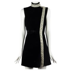 Victor Costa Romantica Velvet Mini Cocktail Dress with Silver Embroidery 1970s