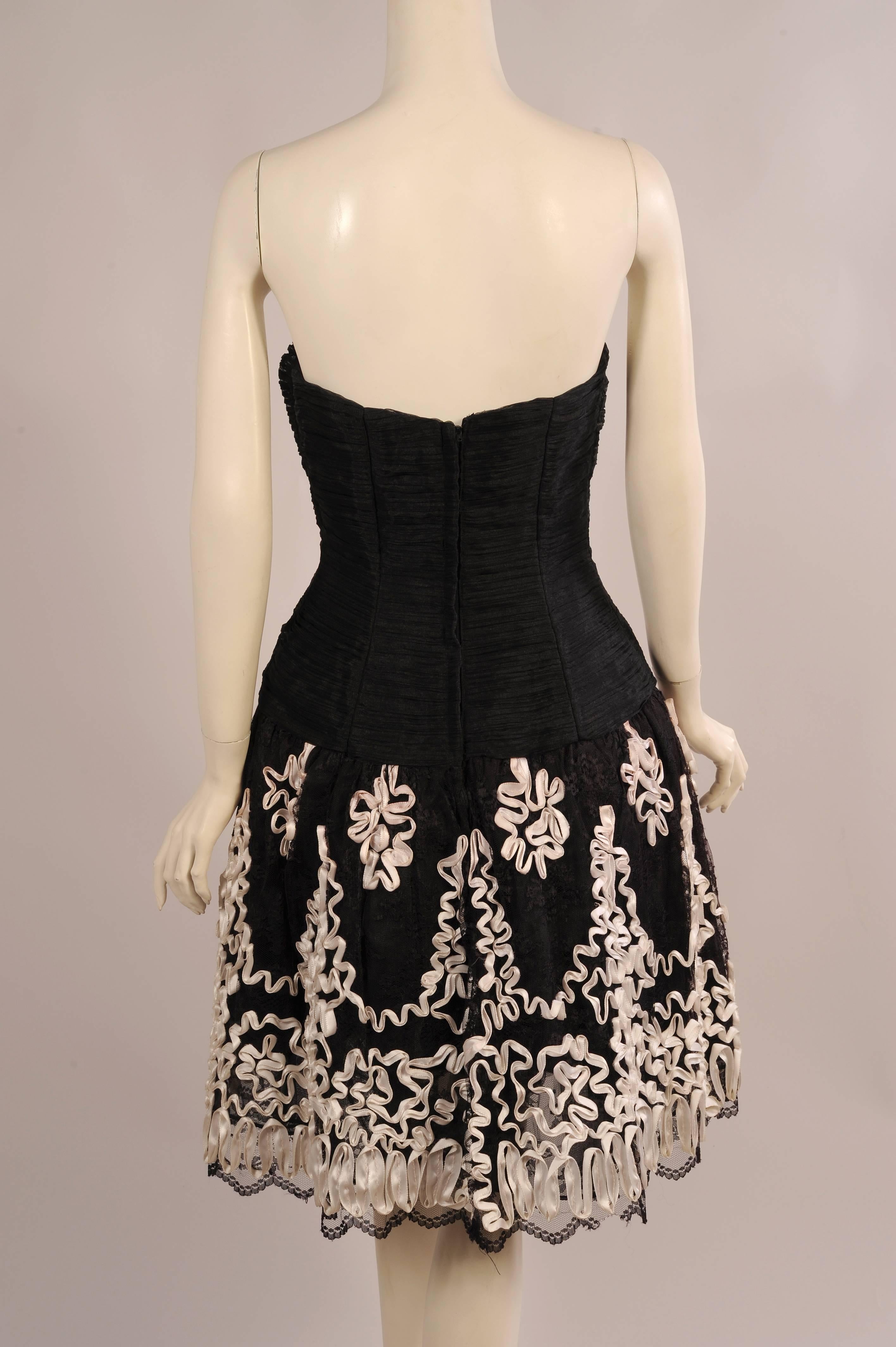 black strapless dress with white trim