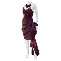 Victor Costa Strapless Ruched Cocktail “Revenge” Dress with Cascading Bow Size 6