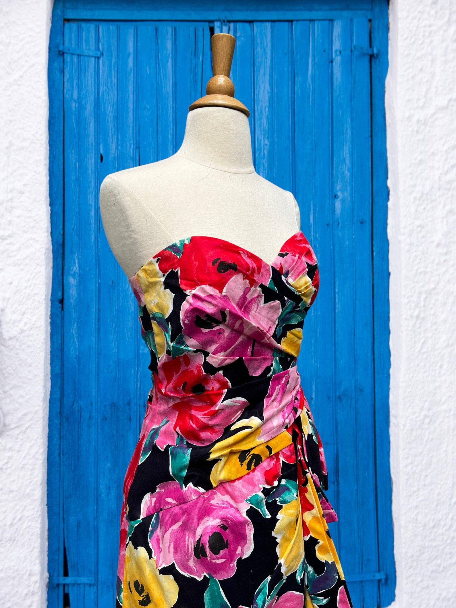 Victor Costa Tropical Mini Dress, Circa 1980s In Excellent Condition For Sale In Brooklyn, NY