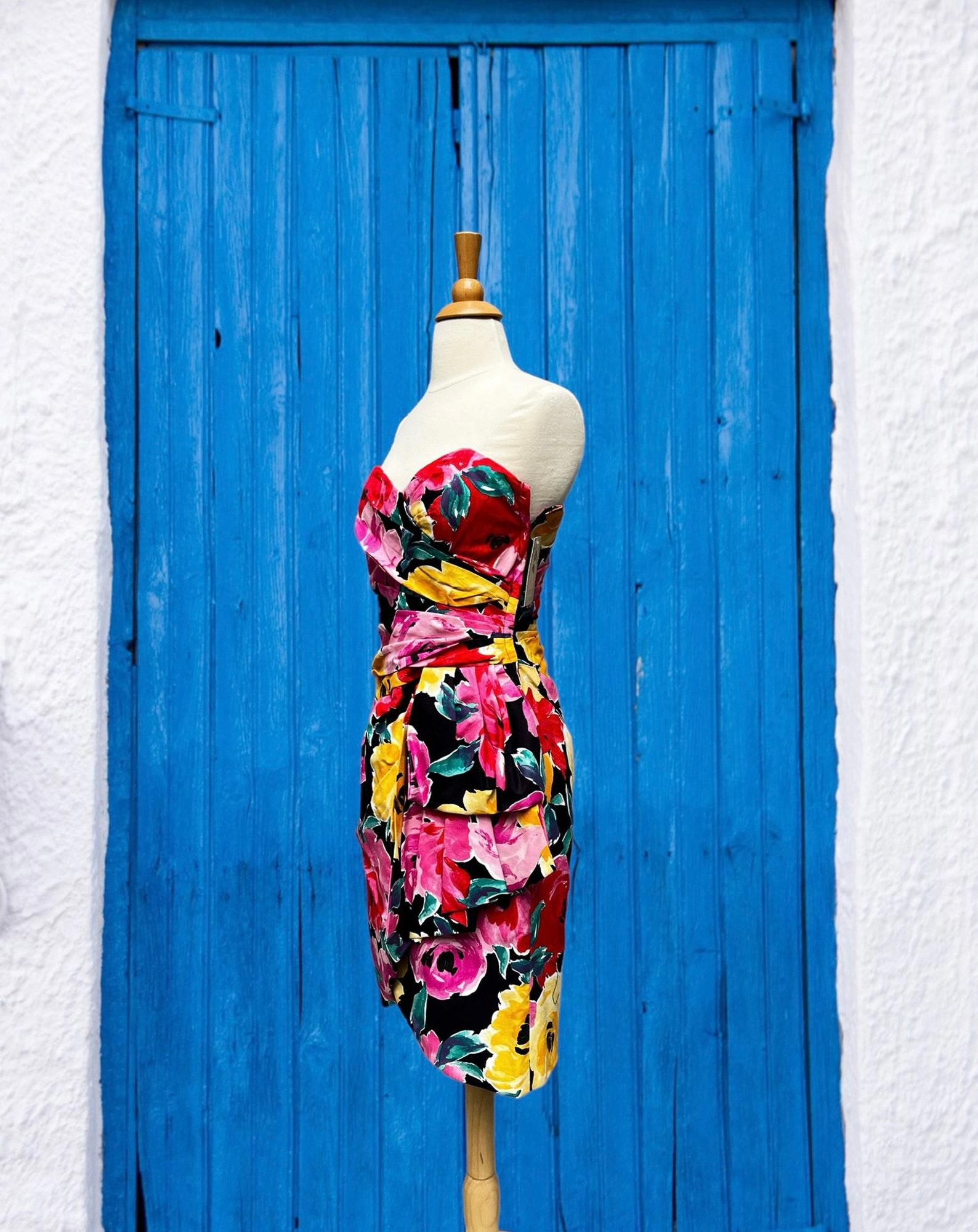 Women's Victor Costa Tropical Mini Dress, Circa 1980s For Sale