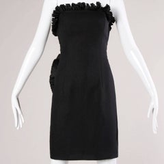 Victor Costa Vintage Black Origami Pleated Avant Garde Strapless Dress