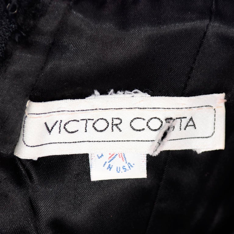 Victor Costa Vintage Black Velvet Evening gown W Detached Fox Fur ...