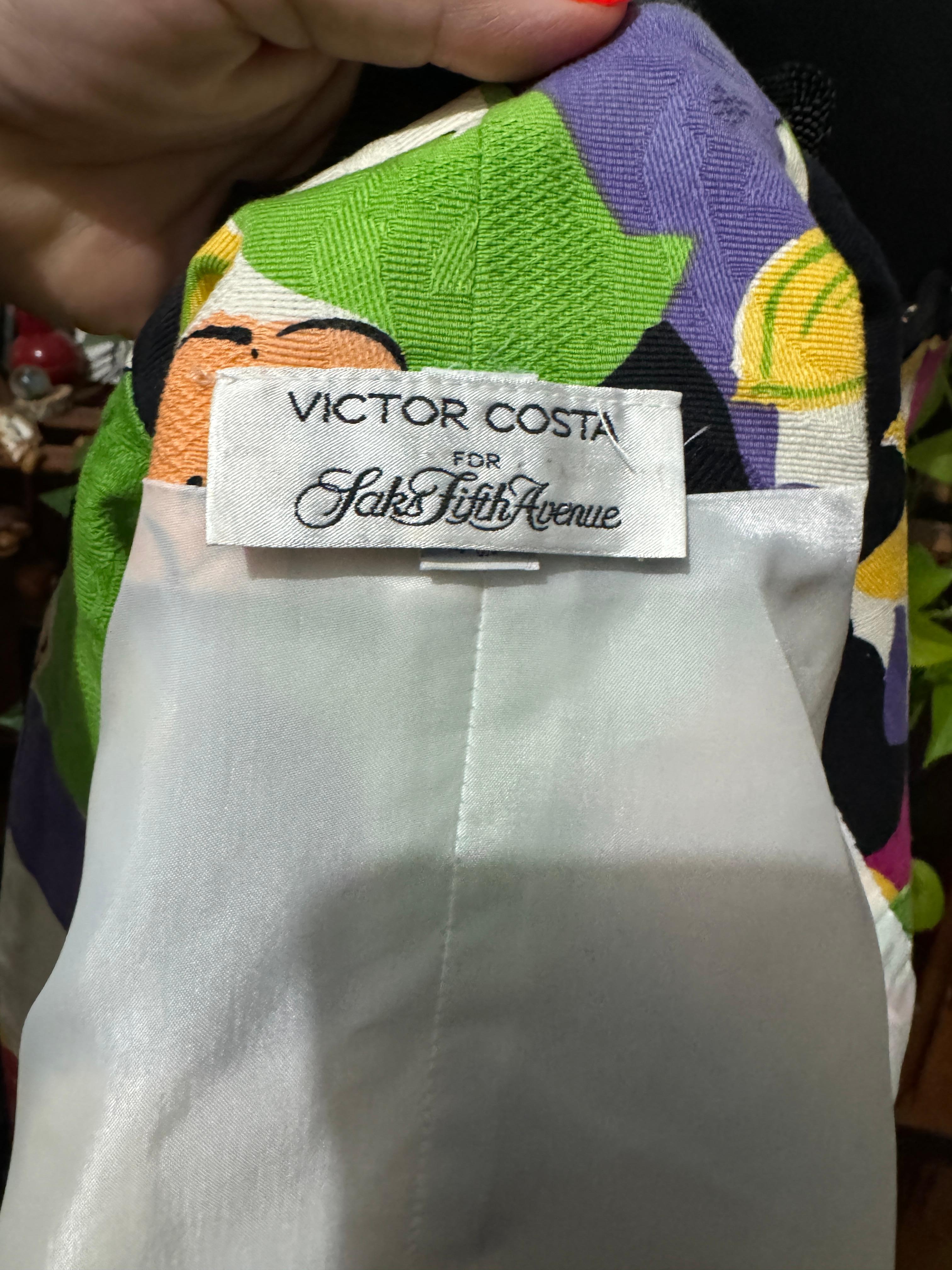 Victor Costa  Wiggle Dress w/ Bolero Jacket XS 1980s Floral Poppy en venta 8