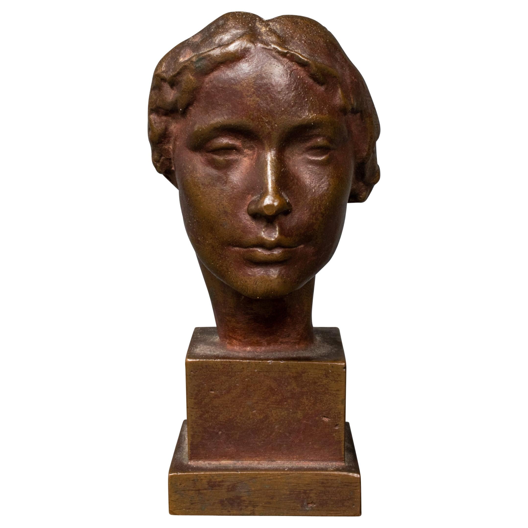 Victor D. Salvatore "Mask of a Woman" Bronze Sculpture