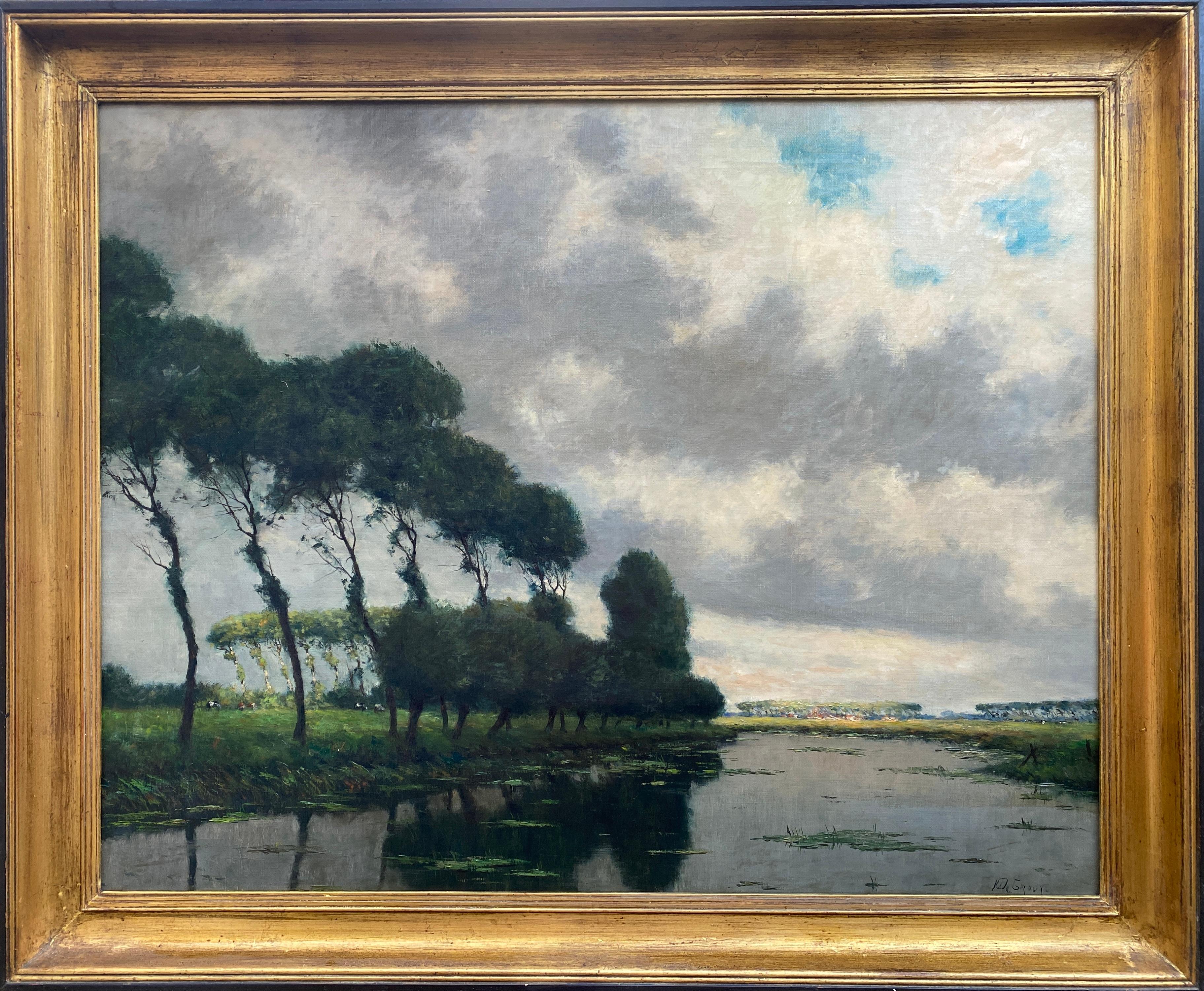 Victor De Groux, Bruxelles 1895 - 1975, Peintre belge, Paysage au bord de la rivière