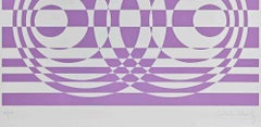 Abstract Composition in Purple - Screen Print by V. Debach - 1970s