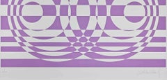 Abstract Composition in Purple - Screen Print by V. Debach - 1970s