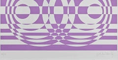 Abstract Composition in Purple - Screen Print by V. Debach - 1970s