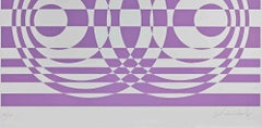 Abstract Composition in Purple - Screen Print by V. Debach - 1970s