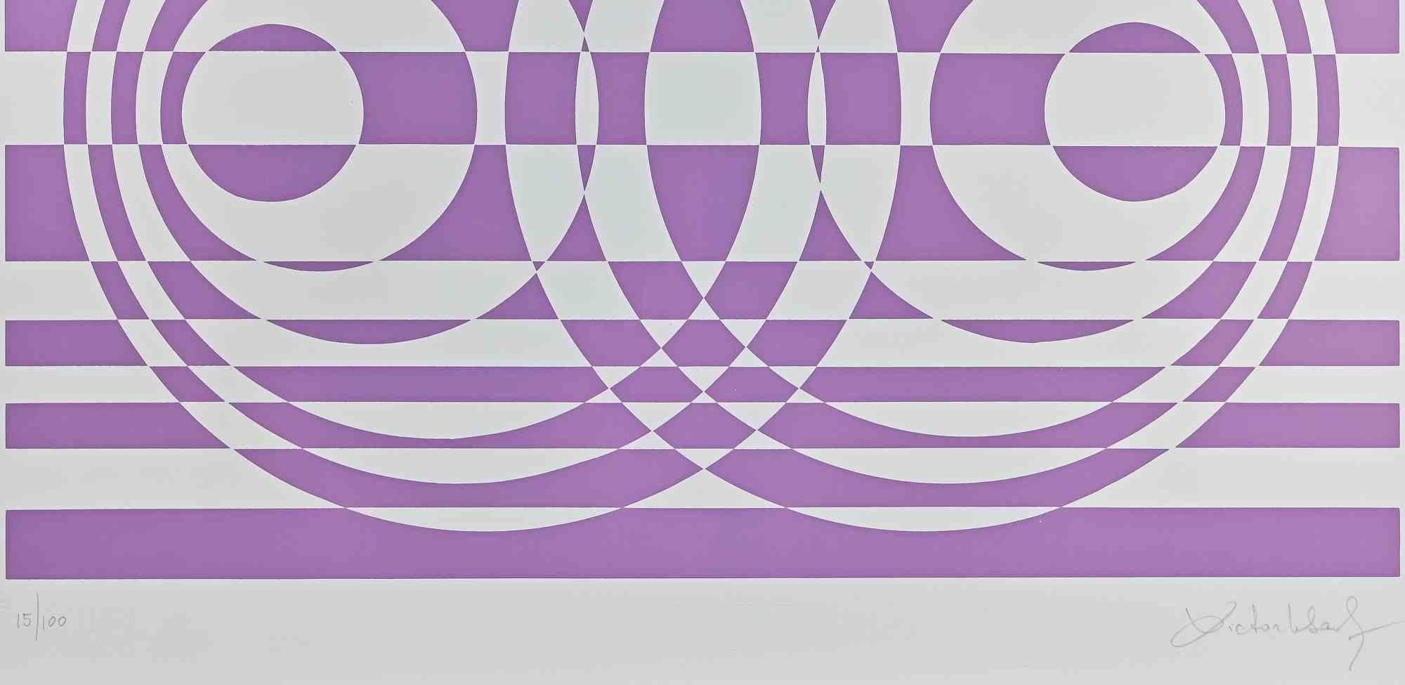 Abstract composition in purple is a screenprint realized by Victor Debach in 1970s.

50x70 cm.

Edition 15/100

Handsigned in pencil on the right lower margin.

Excellent conditions.
