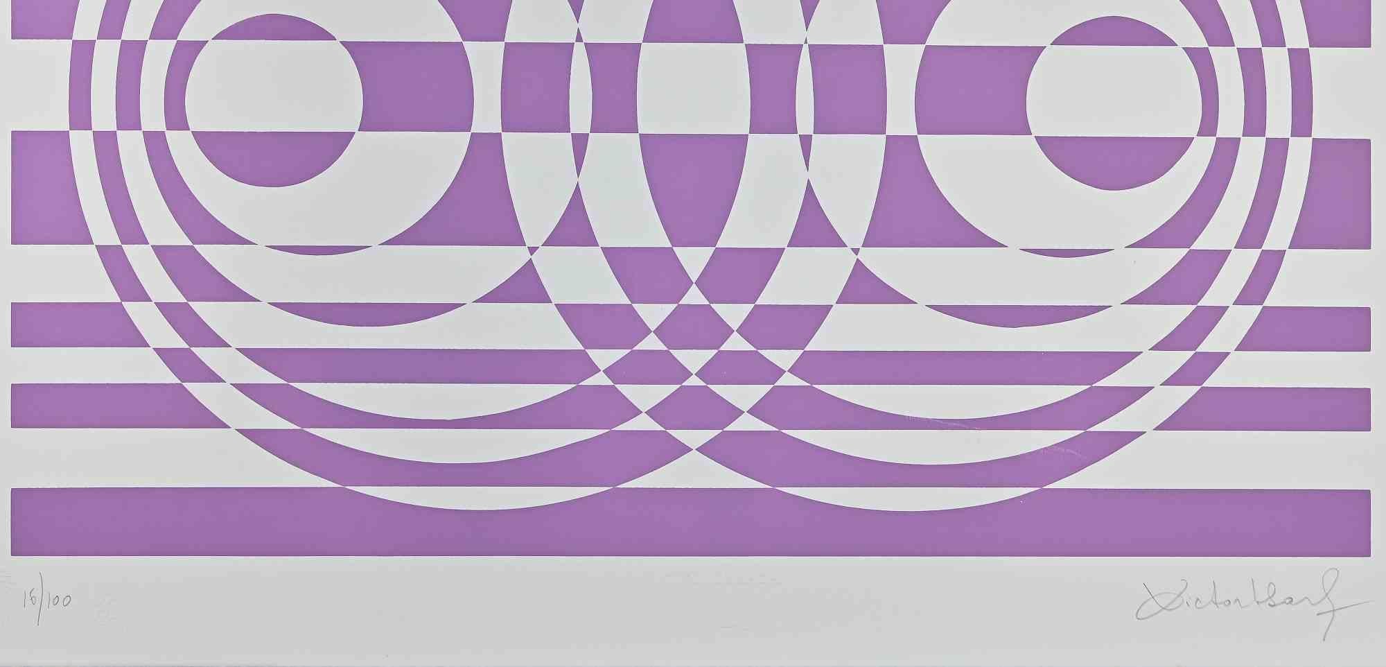 Abstract composition in purple in a screenprint realized by Victor Debach in 1970s. 

50x70 cm.

Edition 16/100

Handsigned in pencil on the right lower margin.

Excellent conditions.