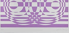 Abstract Composition in Purple - Screen Print by V. Debach - 1970s