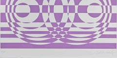 Abstract Composition in Purple - Screen Print by V. Debach - 1970s