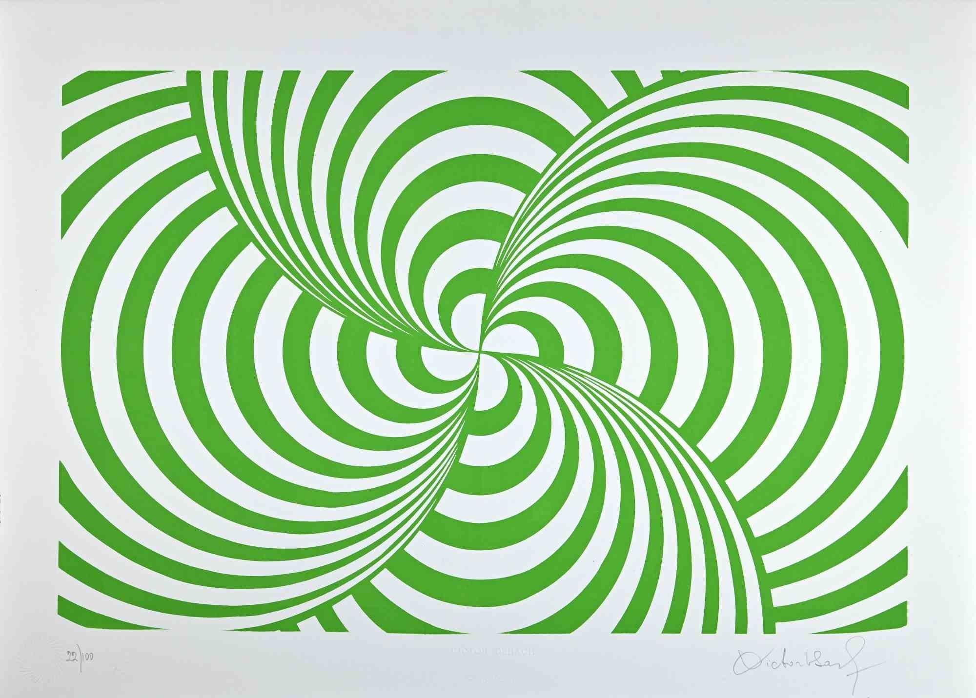 Abstract Print Victor Debach - Composition abstraite verte - Impression sérigraphiée de V. Debach - 1970