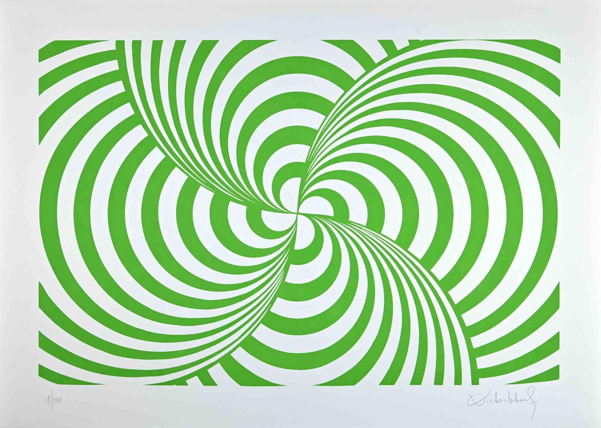 Composition abstraite verte est une sérigraphie sur papier réalisée par Victor Debach dans les années 1970.

Édition limitée à 100 exemplaires numérotés et signés par l'artiste au crayon dans la marge inférieure. 

Edition 17/100

Bon état sur