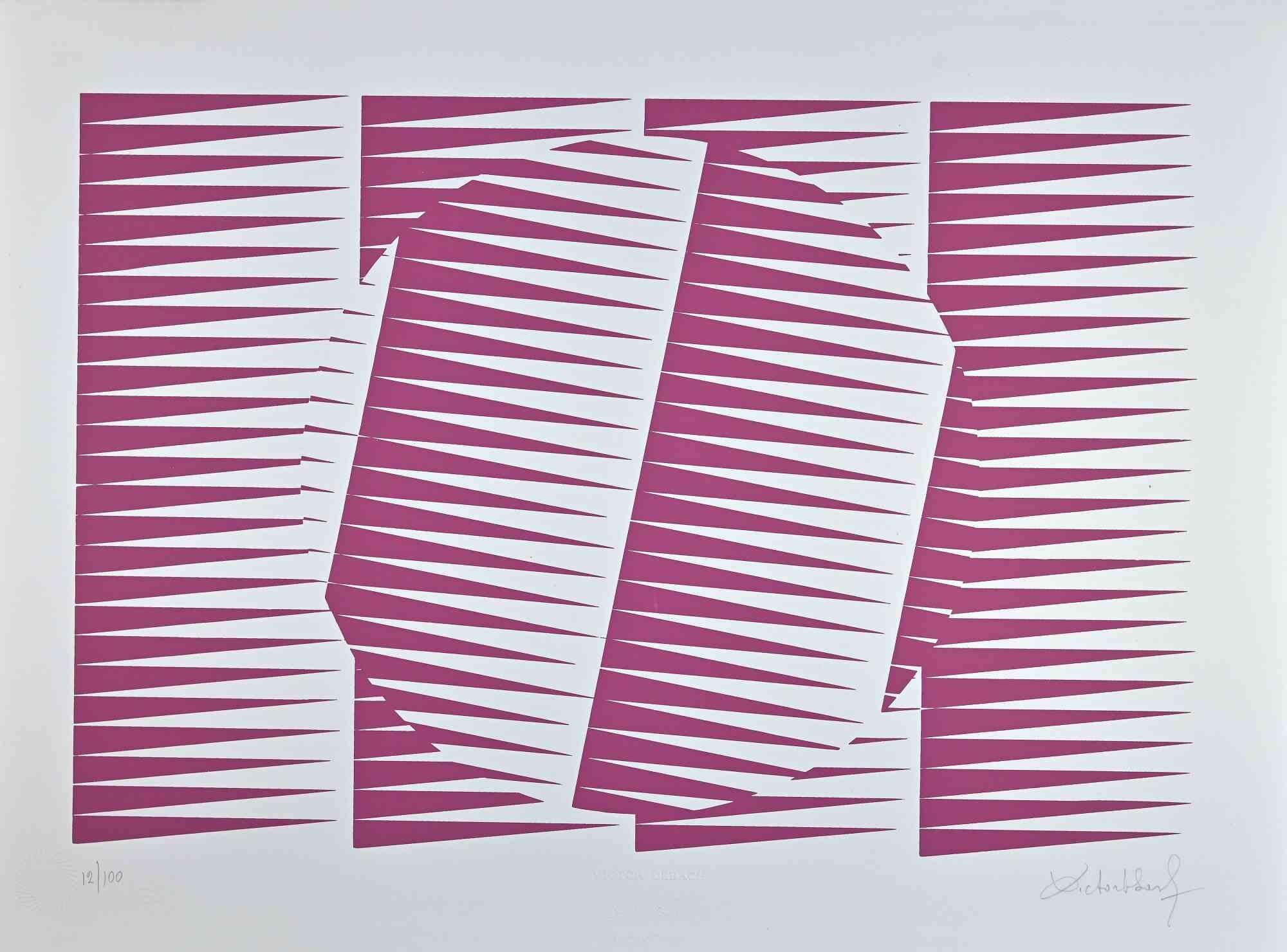 Abstract Pink Composition is a Screen Print on Paper realized by Victor Debach in 1970s.

Limited edition of 100 copies numbered and signed by the artist with pencil on the lower margin.

Very good condition on a white cardboard.