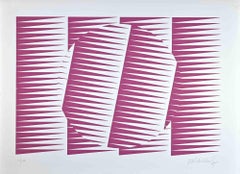 Abstract Pink Composition - Screen Print by Victor Debach - 1970s