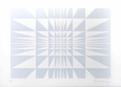 Abstract Silver Composition - Screen Print by Victor Debach - 1970s