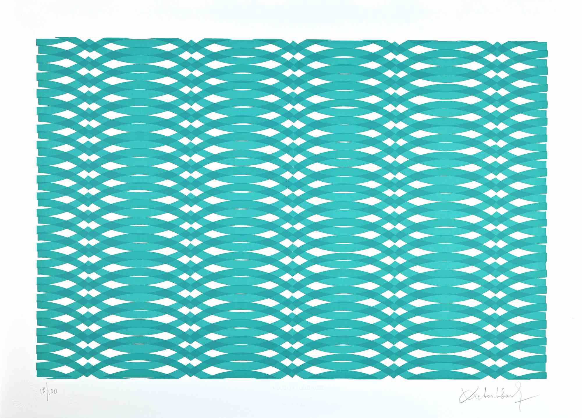 Abstract Turquoise Composition is a Screen Print on Paper realized by Victor Debach in 1970s.

Limited edition of 100 copies numbered and signed by the artist with pencil on the lower margin.

Very good condition on a white cardboard.