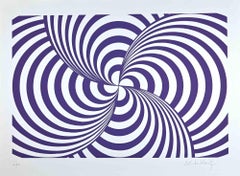 Composition abstraite de violettes - Sérigraphie de Victor Debach - années 1970