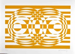 Abstract Yellow Composition - Screen Print by Victor Debach - 1970s
