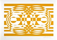 Abstract Yellow Composition - Screen Print by Victor Debach - 1970s