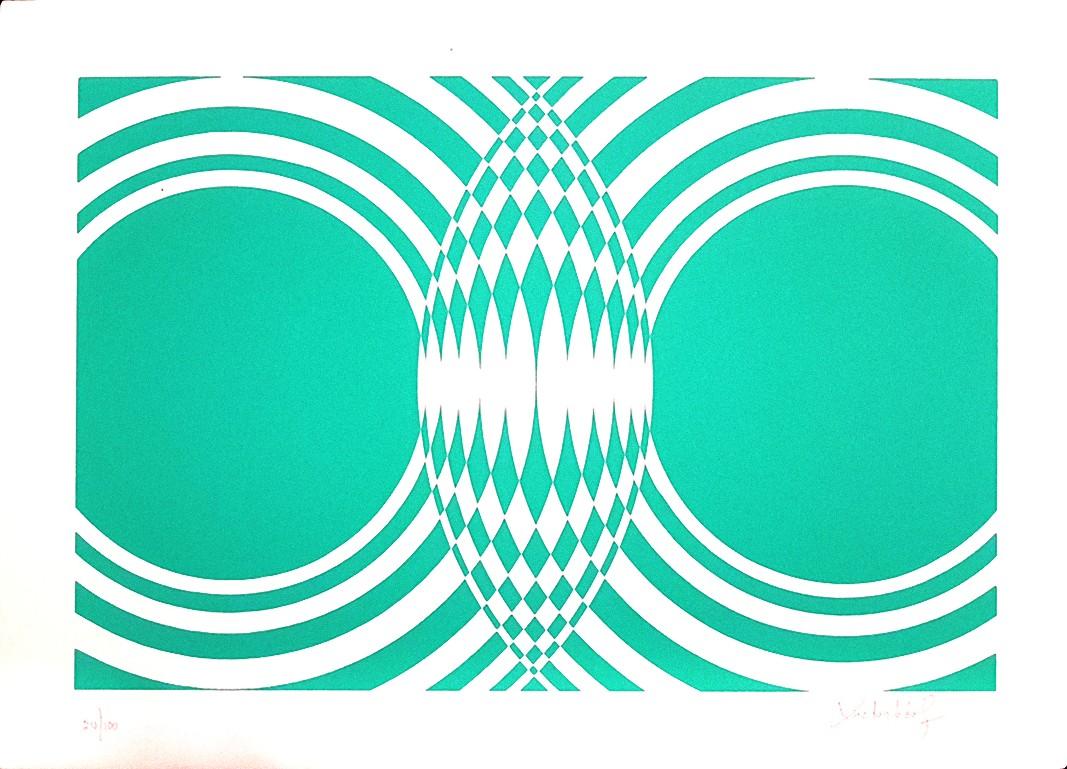  Azure Composition - Original Screen Print on Paper by Victor Debach - 1970s