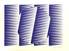 Blue Composition - Original Screen Print by V. Debach - 1970s