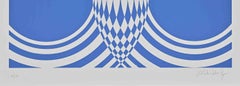 Blaue Komposition - Original Siebdruck von Victor Debach - 1970er Jahre