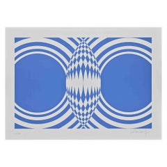 Blue Composition - Original Screen Print by Victor Debach - 1970s