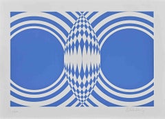 Blue Composition -  Screen Print by Victor Debach - 1970s