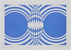 Blue Composition - Screen Print by Victor Debach - 1970s