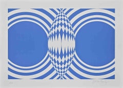 Blue Composition - Screen Print by Victor Debach - 1970s