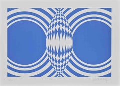 Blue Composition - Screen Print by Victor Debach - 1970s