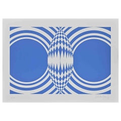 Blue Composition - Screen Print by Victor Debach - 1970s