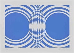 Blue Composition - Screen Print by Victor Debach - 1970s
