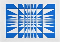 Blue Composition - Screen Print by Victor Debach - 1970s