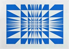 Composition bleue - Impression sérigraphiée de Victor Debach - 1970