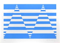 Composición azul  - Serigrafía de Victor Debach - Años 70