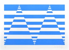 Composición azul  - Serigrafía de Victor Debach - Años 70