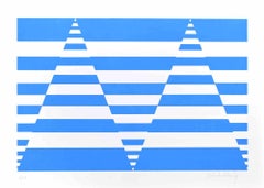 Blue Composition  - Screen Print by Victor Debach - 1970s