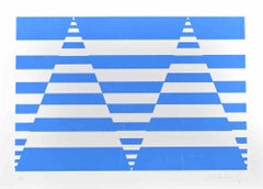 Blue Composition  - Screen Print by Victor Debach - 1970s