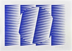 Blue Composition - Screen Print by Victor Debach - 1970s
