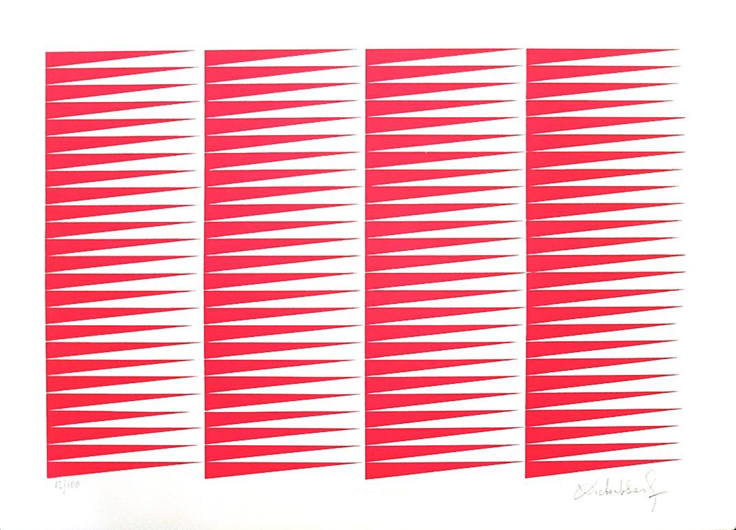 Fuchsine Composition - Original Screen Print by Victor Debach - 1970s