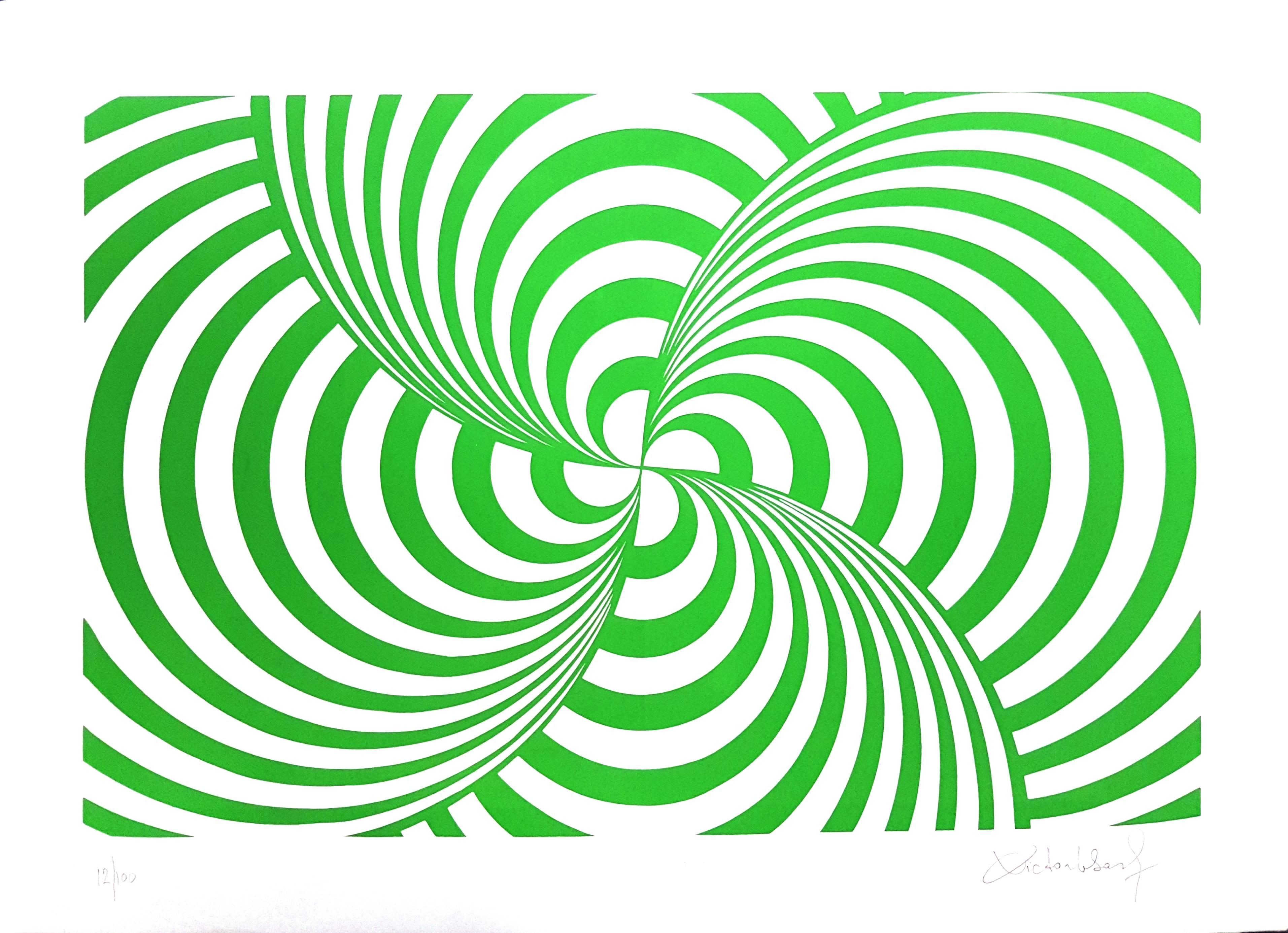 Victor Debach Abstract Print - Green Composition