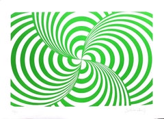 Green Composition - Original Screen Print by V. Debach - 1970s